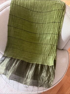 VTG Marquet Olive Green Silk-Cotton Shawl, Wrap  - MARQUET